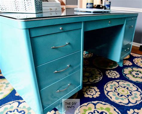 how to cover a metal desk with fabric|diy metal tanker desk paint.